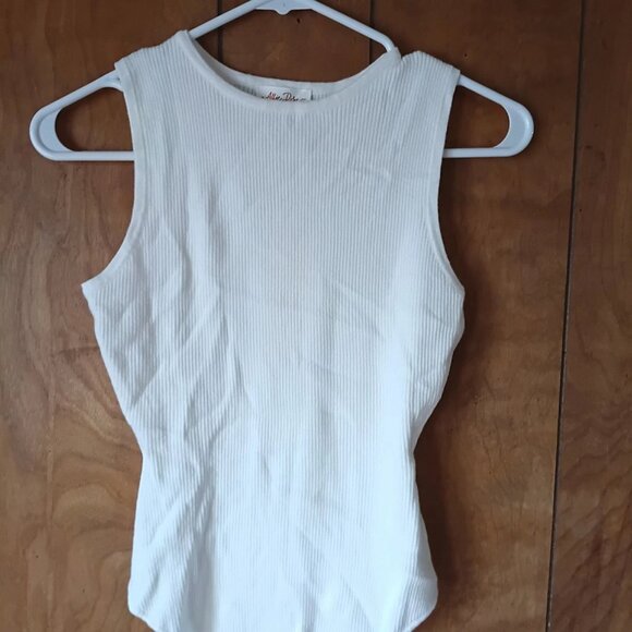 allie rose womens white knit ribbed sleeveless bodysuit size M - Picture 3 of 5